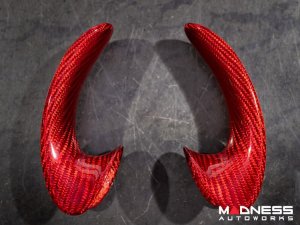 FIAT 500 Steering Wheel Trim - Lateral Side Trim Set - Carbon Fiber - Red Candy